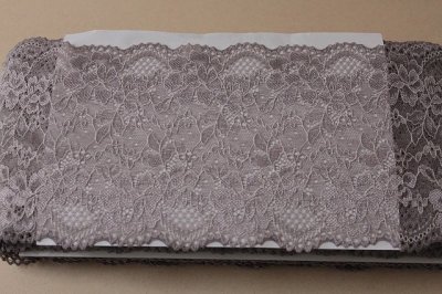 画像3: 【日本製】5ｍ！幅13ｃｍ薔薇柄ラッセルストレッチレース　グレージュ