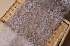 画像6: 【日本製】5ｍ！幅13ｃｍ薔薇柄ラッセルストレッチレース　グレージュ (6)