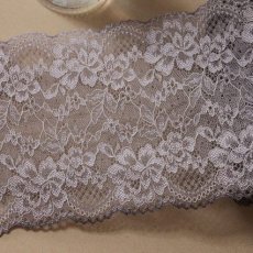 画像1: 【日本製】5ｍ！幅13ｃｍ薔薇柄ラッセルストレッチレース　グレージュ (1)