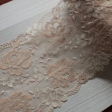 画像1: 【1m110円】ラッセルストレッチレース　ベージュ　幅16.4cm　薔薇柄　3m (1)