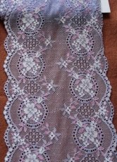 画像5: 【1m110円】ラッセルストレッチレース　紫　幅16.6cm　小花柄　　５ｍ巻 (5)