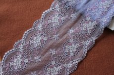 画像7: 【1m110円】ラッセルストレッチレース　紫　幅16.6cm　小花柄　　５ｍ巻 (7)