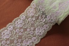 画像3: 【1m110円】ラッセルストレッチレース　グリーン　幅15.6cm　花柄　3ｍ巻 (3)