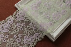 画像4: 【1m110円】ラッセルストレッチレース　グリーン　幅15.6cm　花柄　3ｍ巻 (4)