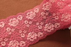 画像3: 【1m110円】ラッセルストレッチレース　レッド　幅15.6cm　ロマンティックな花柄　3ｍ巻 (3)