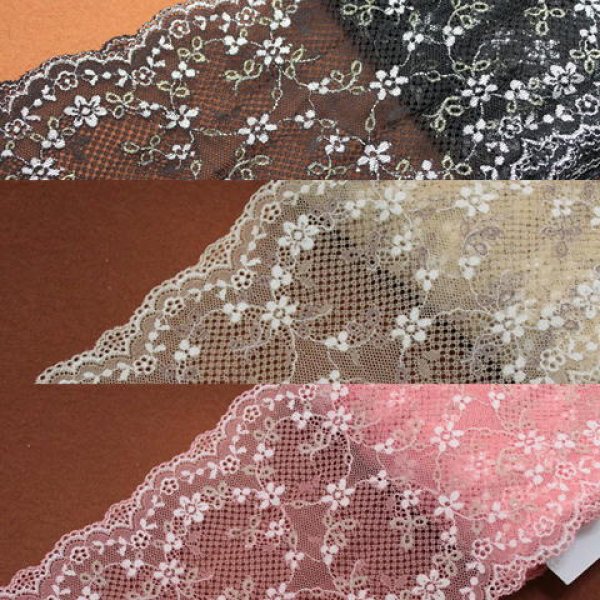 レースのお店 ななか ☆ラッセルストレッチレース 幅16.2cm キュートな