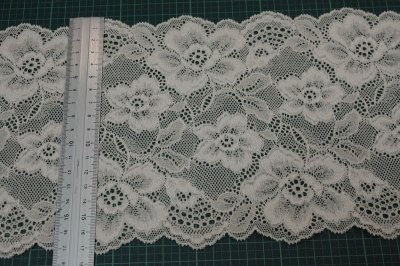 画像1: 【1m110円】ラッセルストレッチレース　ベージュ　幅17.2cm　薔薇柄　3m　肌に優しい