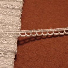 画像1: 【日本製】ケミカルレース　オフホワイト　幅0.7ｃｍ極細なスカラ柄　19ｍ巻 (1)