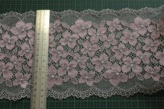 画像15: 【1m60円】ラッセルストレッチレース　幅16cm　紫陽花柄エメラルドグリーン　　45.5ｍ巻 (15)