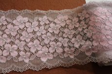 画像12: 【1m60円】ラッセルストレッチレース　幅16cm　紫陽花柄エメラルドグリーン　　45.5ｍ巻 (12)