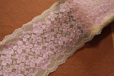 画像7: 【1m60円】ラッセルストレッチレース　幅16cm　紫陽花柄エメラルドグリーン　　45.5ｍ巻 (7)