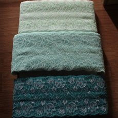 画像9: 【1m110円】ラッセルストレッチレース　グリーンシルバー幅16.1cm　チューリップ風　５ｍ巻 (9)