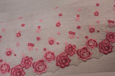 画像8: チュールレース　ピンク　幅16.8cm薔薇柄　日本製　1m (8)