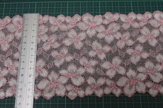 画像3: 【1m110円】ラッセルストレッチレース　ピンク　可愛い小花柄　幅13cm　3ｍ巻 (3)