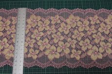 画像3: 【1m110円】ラッセルストレッチレース　ピンク　幅16cm　花柄　５m (3)