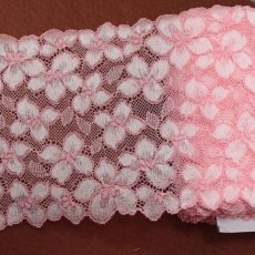 画像1: 【1m110円】ラッセルストレッチレース　ピンク　可愛い小花柄　幅13cm　3ｍ巻 (1)