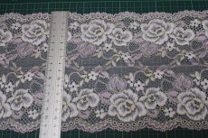 画像3: 【1m110円】ラッセルストレッチレース　ピンク　幅16.5cm　薔薇柄　3m (3)