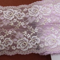 画像1: 【1m110円】ラッセルストレッチレース　ピンク　幅16.5cm　薔薇柄　3m (1)