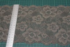 画像3: 【1m110円】ラッセルストレッチレース　ブラウン　幅17.2cm　薔薇柄　3m (3)