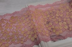 画像5: 【1m110円】ラッセルストレッチレース　ピンク　幅16cm　花柄　５m (5)