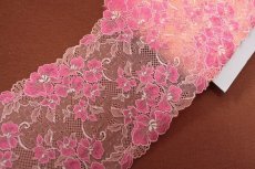 画像4: 【1m110円】ラッセルストレッチレース　オレンジ　幅16.6cm　大胆な花柄　５ｍ巻 (4)