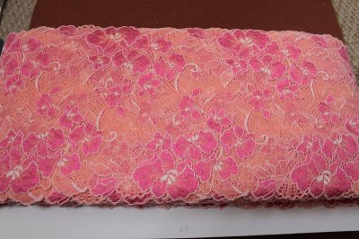 画像3: 【1m110円】ラッセルストレッチレース　オレンジ　幅16.6cm　大胆な花柄　５ｍ巻