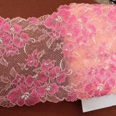 画像1: 【1m110円】ラッセルストレッチレース　オレンジ　幅16.6cm　大胆な花柄　3ｍ巻 (1)