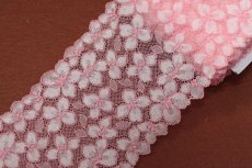 画像4: 【1m110円】ラッセルストレッチレース　ピンク　可愛い小花柄　幅13cm　3ｍ巻 (4)