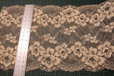 画像1: 【1m110円】ラッセルストレッチレース　ベージュ　幅16.８cm　薔薇柄　3ｍ巻