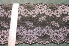 画像3: 【1m110円】ラッセルストレッチレース　ブルーグレー　幅16.4cm　薔薇柄　３m (3)