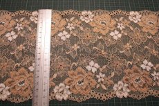 画像3: 【1m110円】ラッセルストレッチレース　ブラウン　幅16.８cm　薔薇柄　５ｍ (3)