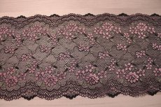 画像2: 【1m110円】ラッセルストレッチレース　ブラック　幅16.８cm　薔薇柄　3m (2)