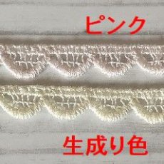 画像5: 高品質な日本製綿ケミカルレース　幅0.8ｃｍ極細スカラ柄　　ピンク　6m (5)