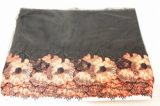 画像6: スイス製チュールレース　ブラックオレンジ幅19.5cm　おしゃれな花柄1m (6)