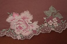 画像5: チュールレース　ピンク　幅20cm薔薇柄　日本製　1m　　 (5)