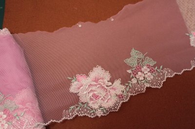 画像3: チュールレース　ピンク　幅20cm薔薇柄　日本製　