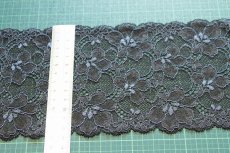 画像5: 【1m110円】ラッセルストレッチレース ネイビー　幅12.5cm　光沢のある花柄　　3ｍ巻 (5)