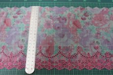 画像7: 刺繍レース　キュートなピンク　幅19.5cm　薔薇プリント柄　 １m (7)