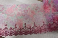 画像10: 刺繍レース　キュートなピンク　幅19.5cm　薔薇プリント柄　 １m (10)