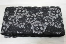 画像9: ラッセルレース　ブラックオフホワイト　幅13.6cm　大胆な薔薇柄　3m (9)