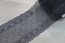 画像6: 【1m110円】ラッセルストレッチレース　ネイビー　繊細な格子柄　幅13cm　3ｍ巻 (6)