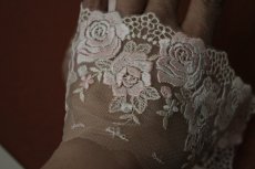 画像7: チュールレース　ベージュ　幅9cm　薔薇柄　刺繍の美しい日本製　 (7)