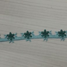 画像6: ケミカルレース　幅1.5ｃｍ細幅小花柄　グリーンブルー　3m　 (6)