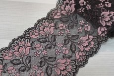 画像6: 【1m110円】ラッセルストレッチレース　ブラウンピンク　幅16.5cm　ロマンティックな花柄　3ｍ巻 (6)