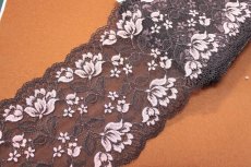 画像5: ラッセルストレッチレース　ブラウンピンク　幅16.5cm　ロマンティックな花柄　3ｍ巻 (5)