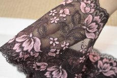 画像9: 【1m110円】ラッセルストレッチレース　ブラウンピンク　幅16.5cm　ロマンティックな花柄　3ｍ巻 (9)