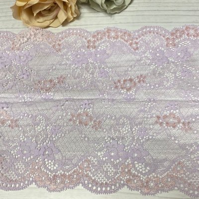 画像1: 【1m110円】ラッセルストレッチレース　上品なパープル　幅17.4ｃm　３ｍ巻