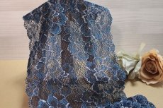 画像8: ラッセルストレッチレース　紺色　幅17.2cm　光沢のある薔薇柄　3ｍ巻 (8)