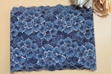 画像11: 【1m110円】ラッセルストレッチレース　紺色　幅17.2cm　光沢のある薔薇柄　3ｍ巻 (11)