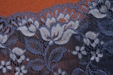 画像4: ラッセルストレッチレース　ブルー　幅16.5cm　ロマンティックな花柄　3ｍ巻 (4)